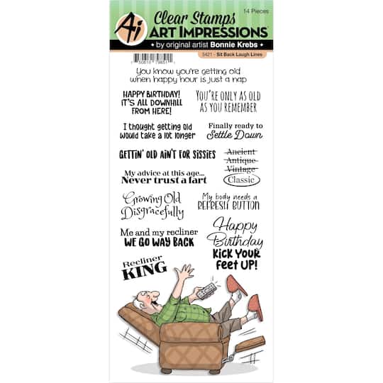 Art Impressions&#x2122; Laugh Lines Sit Back Clear Stamps